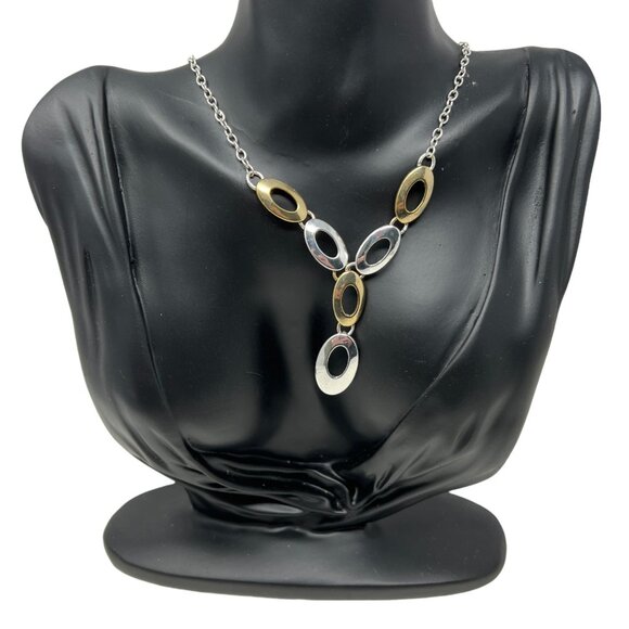Liz & Co Necklace Silver‎ Gold Tone Stations Statement - Picture 1 of 5